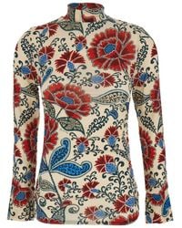FARM Rio - High Neck Blouse With Floral Decorations - Lyst