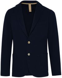 Eleventy - Navy Cotton Blend Blazer Jacket - Lyst