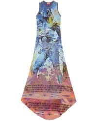 DIESEL - D-Leele Destroyed Jersey Gown With Poster Print - Lyst