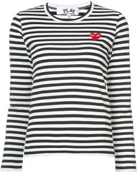 Comme des Garçons - Logo Striped Cotton T-Shirt - Lyst