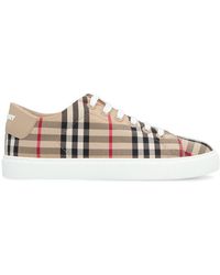 Burberry - Checked Motif Sneakers - Lyst