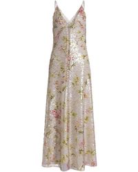 Alberta Ferretti - Printed Sequins Long Dress - Lyst