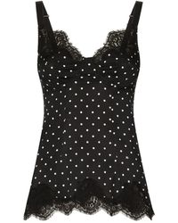 Dolce & Gabbana - Polka Dot And Lace Lingerie Top - Lyst