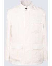 Brioni - White Leather Casual Jacket - Lyst