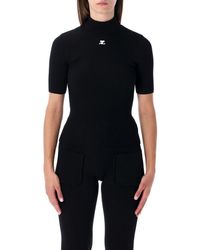 Courreges - Rib-Knit Short-Sleeve Sweater - Lyst
