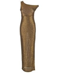 Norma Kamali - Metallic One-Shoulder Long Dress With Sequin Decorations - Lyst