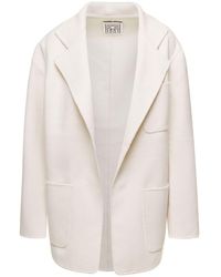 Totême Cream Blazer With Patch Pockets In Wool Woman - White