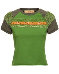 Cormio - Cotton Jersey Raglan T-Shirt With Lace - Lyst