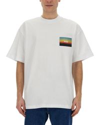 MSGM - T-Shirt With Sunset Patch Application - Lyst