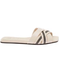 Brunello Cucinelli - Sandals With Crossover Strap And Monile - Lyst