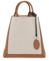 Tod's - Canvas & Leather Small Tote Bag - Lyst