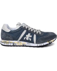 Premiata - 'lucy' Blue Leather And Fabric Sneakers - Lyst