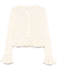 Chloé - Ruffled Logo Cardigan - Lyst