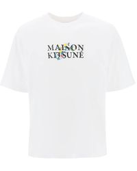 Maison Kitsuné - Flowers Logo Oversized T-Shirt - Lyst