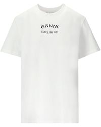Ganni - T Shirt With Logo Print - Lyst