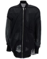 Rick Owens - Black Jacket With Tulle Design In Technical Fabric Woman - Lyst