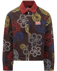 KENZO - Cotton Jacket With Multicolored Floral Print - Lyst