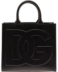 Dolce & Gabbana - 'dg Daily Medium' Black Handbag With Dg Logo Detail In Smooth Leather Woman - Lyst