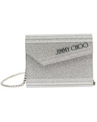 Jimmy Choo - Compact Clutch Bag With Chain And Logo Detail - Lyst