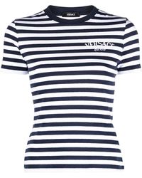 Versace - Logo-Embroidered Striped T-Shirt - Lyst