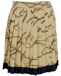 Versace - Pale Pleated Mini Skirt With All-Over Logo Print - Lyst
