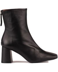 Ángel Alarcón - Leather Ankle Boots With Square Toe Wide Heel And Zipper - Lyst