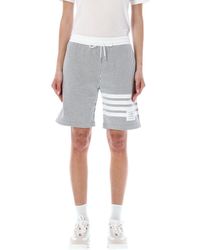 Thom Browne Mid Thigh Shorts In Seersucker - Gray