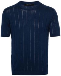 Tagliatore - Ribbed-knit Cotton T-shirt - Lyst