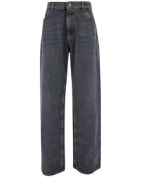 Etro - Wide-Leg Jeans With Logo Embroidery - Lyst