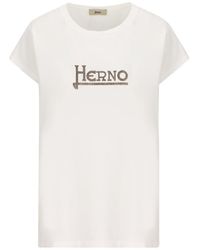 Herno - Studded-logo Crewneck T-shirt - Lyst