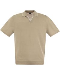 Fedeli - Polo Shirt With Open Collar In Linen And Cotton - Lyst