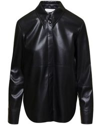 Nanushka - 'naum' Long-sleeve Shirt With Concealed Fastening In Faux Leather Woman - Lyst