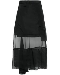 Sacai - Asymmetric Midi Skirt - Lyst