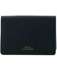 A.P.C. - 'stefan' Black Bi-fold Wallet With Laminated Logo In Leather Woman - Lyst
