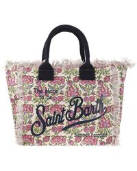 Mc2 Saint Barth - Vanity - Canvas Bag With Floral Print - Lyst