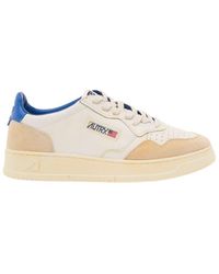 Autry - White 'medalist Super Vintage' Low Sneakers With Suede Details In Leather Man - Lyst