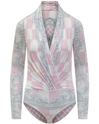 Versace - Bodysuit With Medusa Print - Lyst