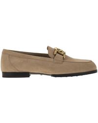 Tod's - Moccasin In Nubuck With Metal Chain - Lyst