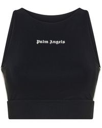 Palm Angels - Cropped Top With Embroidered Logo And Side Stripes - Lyst