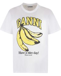 Ganni - Cotton Crew-Neck T-Shirt - Lyst
