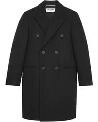 Saint Laurent - Cappotto In Lana Doppiopetto - Lyst