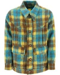 ANDERSSON BELL - Brushed-yarn Overshirt With Check Motif - Lyst
