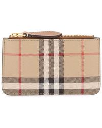 Burberry - Check Coin Purse With Strap - Lyst