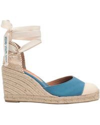 Castañer - Blue Espardille Carina Sandals With Wedge Heel In Cotton Woman - Lyst