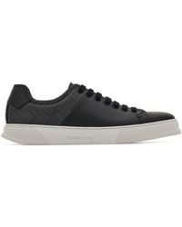 Ferragamo - Leather And Jacquard Fabric Monogram Clayton Sneakers - Lyst