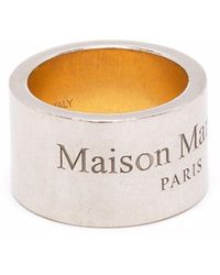 Maison Margiela Silver Brass Logo-engraved Ring - White