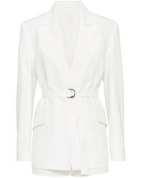 Brunello Cucinelli - Linen Jacket With Belt And Precious Details - Lyst