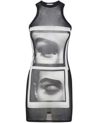 Jean Paul Gaultier - Re-Edition Mesh Tanktop Short Dress Printed "Eyes And Lips" - Lyst