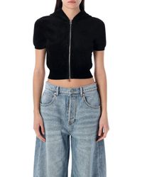 T By Alexander Wang - Cropped Zip-Up Hoodie - Lyst