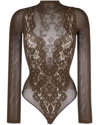 Wolford - Lace-detail Mesh Bodysuit - Lyst